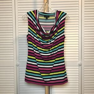 Worthington Strips Cowl Neck Sleeveless Blouse M